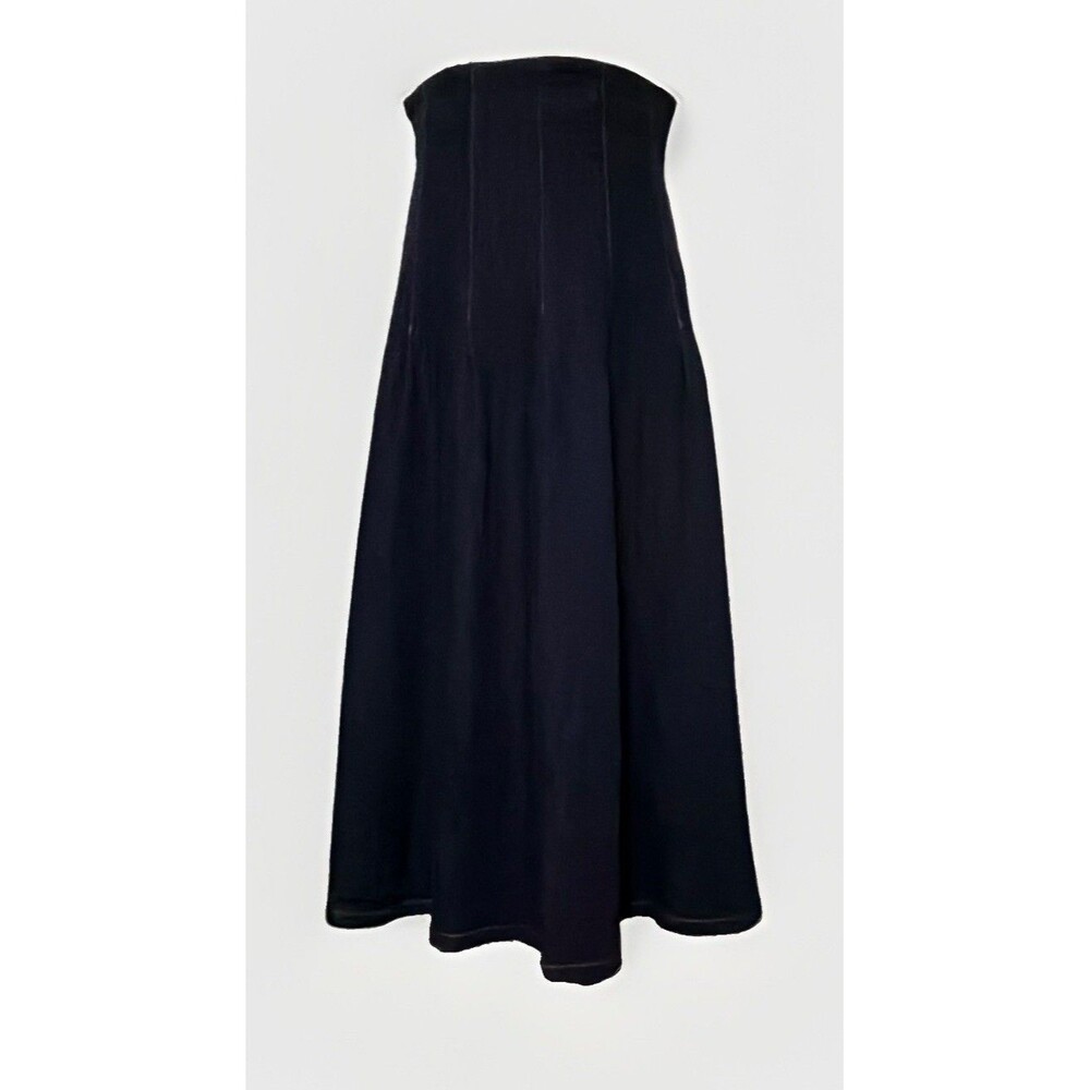 Bardot Zeta Denim midi Skirt High Rise Stretch Zip Front, L, US 8